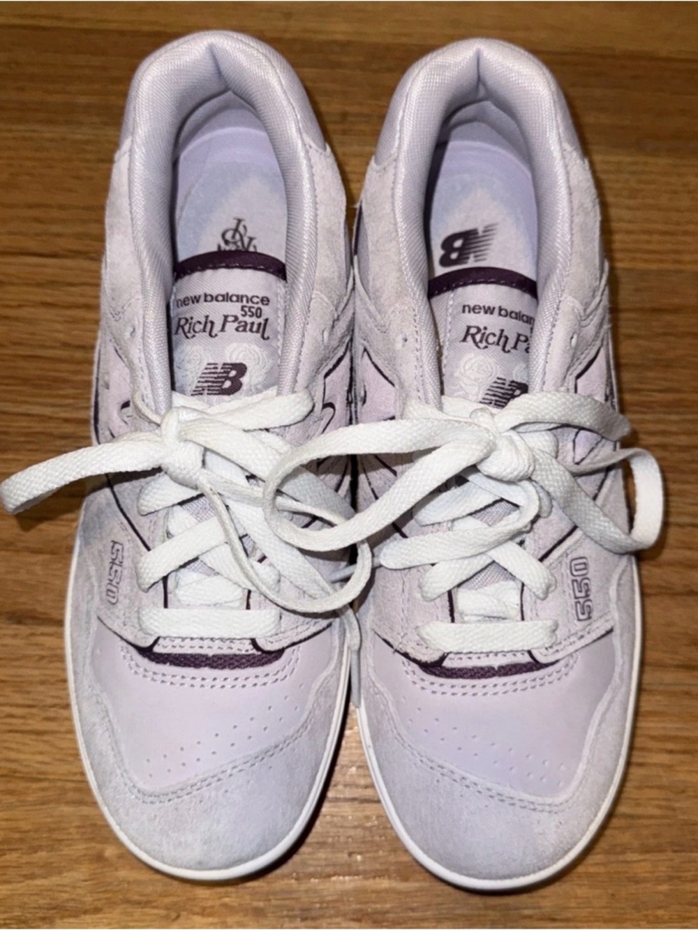 New Balance Rich Paul Lavender and White 550 Sneakers